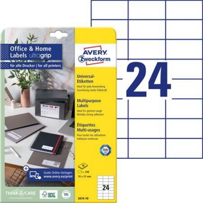 Etikett, univerzális, 70x37 mm, AVERY ZWECKFORM, 120 etikett/csomag