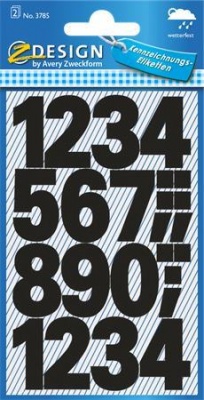 Matrica, számok, 0-9, AVERY ZWECKFORM, fekete, 28 matrica/csomag