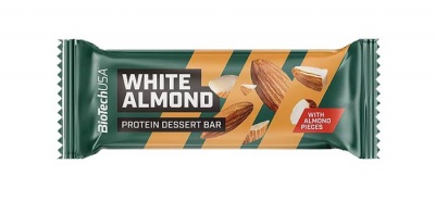 Fehérjeszelet, gluténmentes, 50g, BIOTECH USA "Protein Dessert Bar", White Almond