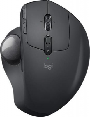 Egér, vezeték nélküli, optikai, hanyattegér, USB, LOGITECH "MX Ergo", fekete